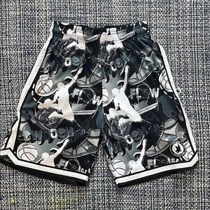 Kids Graphic Sports Shorts - Black and Gray